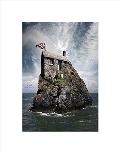 Wee Blue Coo PHOTO COMPOSITION CRAZY HOUSE ROCKY ISLAND SHEEP FRAMED ART PRINT B12X13050
