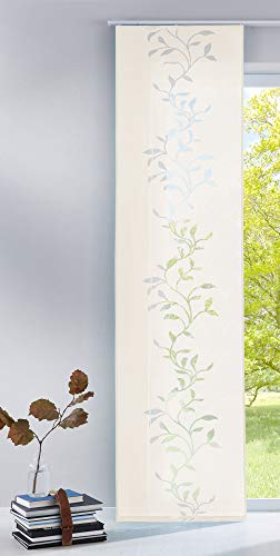 Gardinenbox Modern panel curtain, room divider, sliding curtain, Tendril made burnout fabric with panel carrier, 100% polyester, cream, H x W 245 x 60 cm