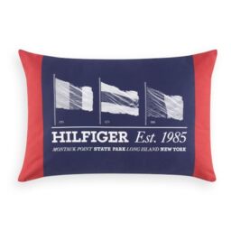 Tommy Hilfiger - Navy Blue Printed Canvas 100% Organic Cotton Nautical Nautical Decorative Cushion Cover 40x40cm