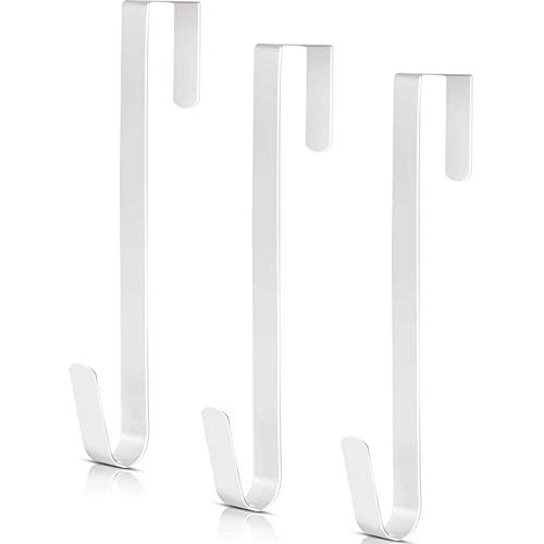ZHEHAO 3 Pieces Christmas Decor Metal Wreath Hangers Over The Door Light Handy Wreath Hanger Hanging Hook (12 Inch, White)