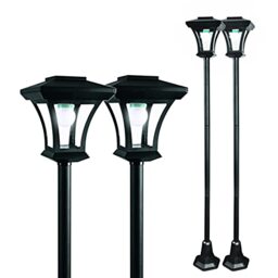 GardenKraft 19509 2PK LED Lamp Post/Adjustable Height 1.6m Max/Elegant Garden Ornament/Outdoor Solar Powered Light Feature/Traditional Victorian Style / IP44 Weatherproof