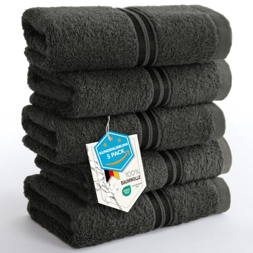 Hammetex Guest Towels Set of 5 30 x 50 cm 100% Cotton Terry Cloth
