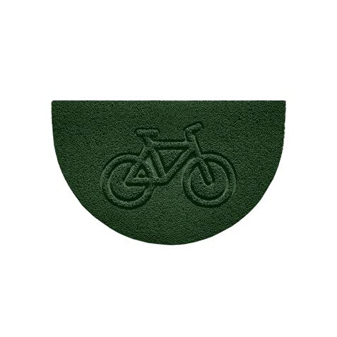 Nicoman Embossed Halfmoon Half Circle Door Mat Dirt-Trapper Jet-Washable Doormat 70x44cm (Green, BIKE Shape) - Use on Carpet ONLY
