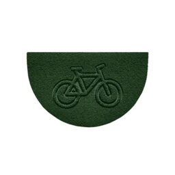 Nicoman Embossed Halfmoon Half Circle Door Mat Dirt-Trapper Jet-Washable Doormat 70x44cm (Green, BIKE Shape) - Use on Carpet ONLY