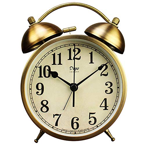 Maxspace Dual Alarm Clock, 4-Inch Twin Bell, Arabic Arabic3, Battery Operated with Backlight, Loud for Heavy Sleepers, Bedroom
