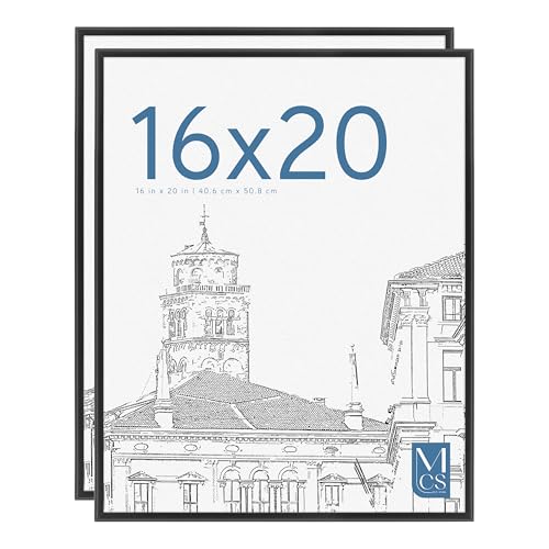 MCS Original Poster Frame 16x20 Black Lightweight Vertical & Horizontal Wall Hanging Large Picture Frame for Posters, Art Prints & Gallery Wall (2-Pack)