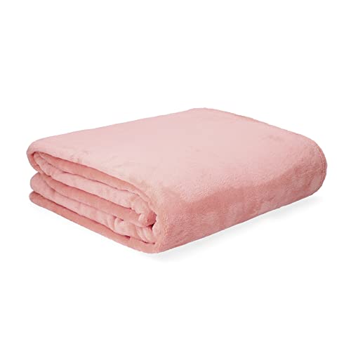 HOMLA Red Fleece Blanket Fluffy and Warm - for Couch Sofa and Bed Cuddly Blanket Sofa Blanket - Easy Care 150 x 200 cm Pink