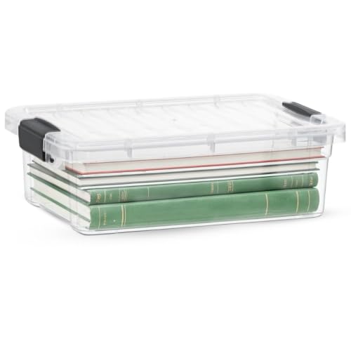 Superio Clear Storage Box with Lid, 7 Quart Plastic Container Bins for Organizing, Stackable Crates, BPA Free, Non Toxic, Odor Free, Organizers for Home, Office, School, and Dorm