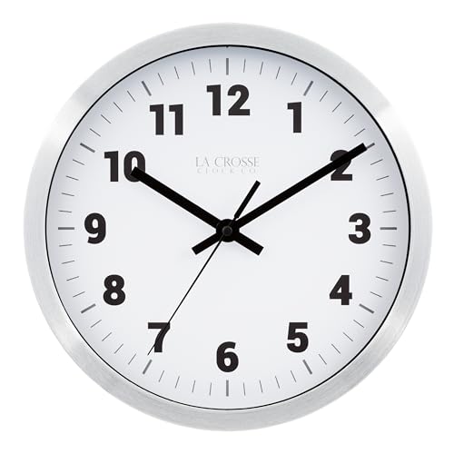 La Crosse Technology La Crosse 10 in Silver Metal Analog Wall Clock with White Dial, Pack of 1