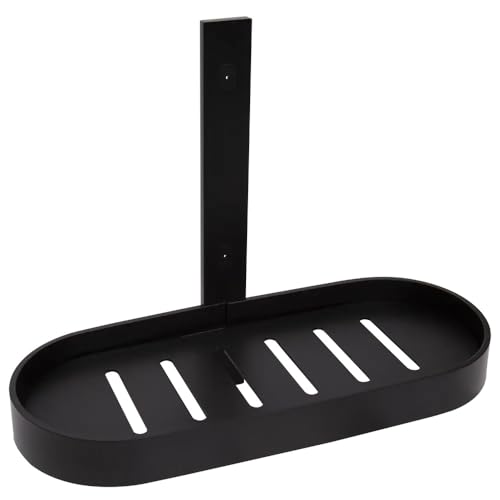 Croydex Telesto Black Bathroom Shelf with Drainage Holes, 30cm - Durable Aluminium - Black Bathroom Accessories - Simple Installation - Fixings Included - Bathroom Storage