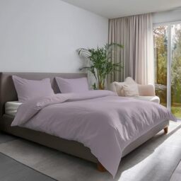 Detroit Double Duvet Cover Set, Brushed Microfibre Polyester, Silver Pink - Double Duvet Cover + 2 Pillowcases 50 x 80 cm - Soft, Durable and Easy to Wash