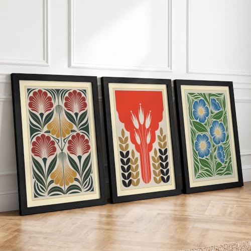 Botanical Symmetry Botanical Set of 3 Framed Wall Art Prints A4