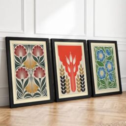 Botanical Symmetry Botanical Set of 3 Framed Wall Art Prints A4