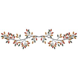 Hotop 2 Pieces Metal Tree Leaf Wall Decor Vine Olive Branch Leaf Wall Art Wrought Iron Scroll Sculptures Above the Bed, Living Room, Outdoor Decoration(Classic Style,Vintage Color)