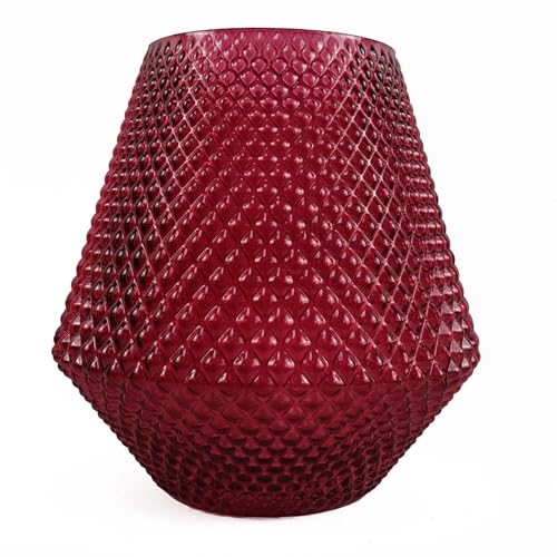 Designer Glass Vases, 23cm Pink Diamond