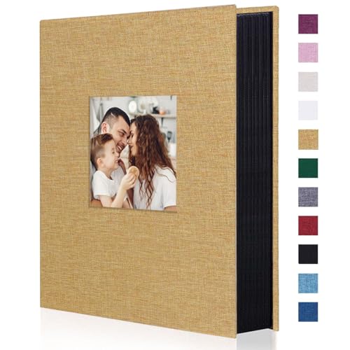 Artmag Photo Album 4x6 300 Large Capacity Linen Album Book Holds 300 Horizontal Photos for Family Wedding Anniversary (300 Pockets, Khaki)