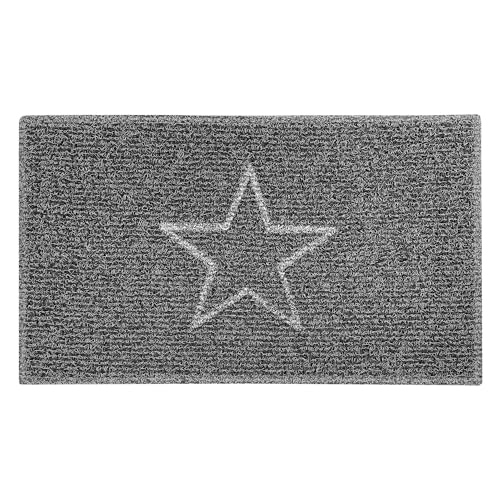 Nicoman STAR Embossed Shape Door Mat-Trapper Jet-Washable Doormat-(Use Indoor or Sheltered Outdoor), Medium (75x44cm), Black with Grey