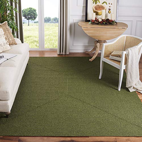 Safavieh Contemporary Rug Living Room, Dining Room, Bedroom - Machine Washable and Reversable - Braided Collection, Short Pile, in Green, 240 X 300 cm