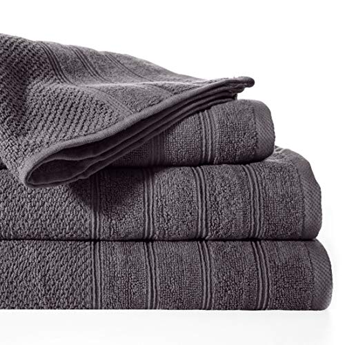 Eurofirany DESIGN91 100% Cotton Hand Towels, Terry Towel, Shower Towel, Bath Towel, Bathroom, 50 x 90 cm, Graphite