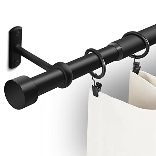 1 Inch Curtain Rods for Windows, 32 to 144 Black Rustic Rod Set, Modern Design Drapery with Brackets Room Divider Rods, Industrial Window For Indoor and Outdoor