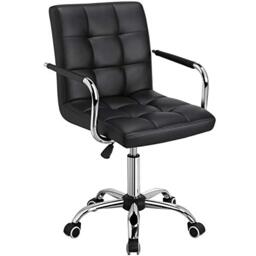 Yaheetech Adjustable Home Office Chair Leather Computer Desk Chair Black