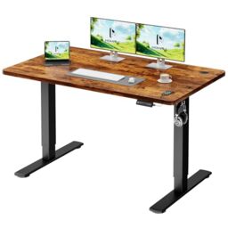 Homall Electric Height Adjustable Desk, Adjustable Height Office Desk with USB Ports, 120x60cm, Home Office with Splice Board, Rustic Brown