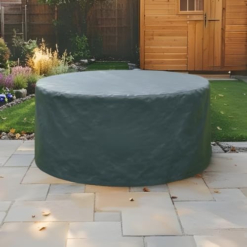 Home Source Duracover Round Patio Cover – Waterproof, UV Resistant, Drawstring Closure - 140cm x 94H cm - Fits Round Bistro Sets