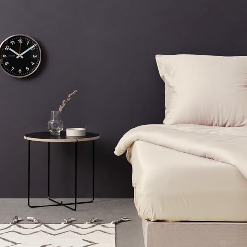 Luxurious Satin Queen Fitted Sheet, 100% Cotton, Cream, 150 x 200 + 30 cm, 210 Thread Count, 125 g/m², Machine Washable at 30°C, Soft & Durable