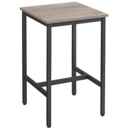 VASAGLE Breakfast Bar, Square Tall Bar Table, Heavy-Duty Steel Frame, 60 x 60 x 92 cm, Easy Assembly, for Kitchen Living Room, Industrial Style, Greige and Black LBT025B02