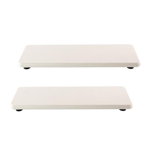 "NiuYichee 2 Pcs Water Absorbing Stone Trays, Kitchen/Bathroom Sink Soap Dish, Diatomite Tray Used for Hand Soap & Cosmetic Bottles in The Modern Home, 3.15"" W x 8.7"" L, White"