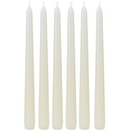 Tapered Candles, Taper Candles, Table Candles, Table Candles, Candlestick Candles in a Set of 6 in White, Pack of 6, Size: Height x Diameter Approx. 25 x 2 cm.