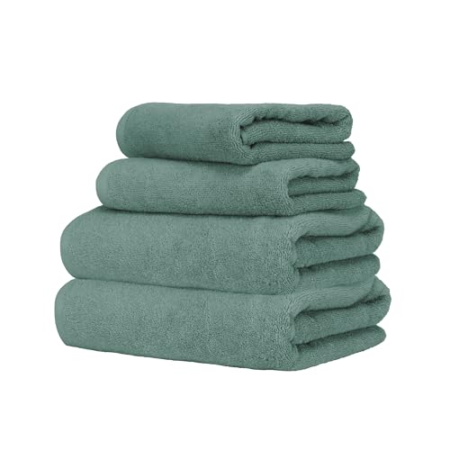 Ruggeri, 4 Towel Set, 2 Hand and 2 Guest, Cotton, Green