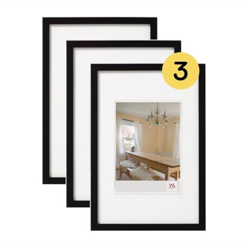 walther design BP045B3 Peppers Picture Frame, Black, 30 x 45 cm, Pack of 3, Wooden Frame