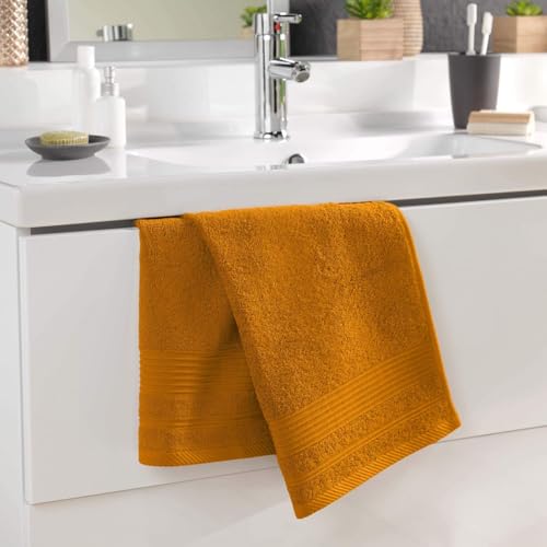 Douceur d'Intérieur, Tendresse Curry Hand Towel (50 x 90 cm) 100% Cotton Terry Cloth