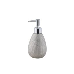 axentia Hollywood Soap Dispenser Silver Easy Refillable Ceramic Liquid Soap Dispenser with Chrome-Plated Dosing Pump Soap Container with Approx. 300 ml Capacity