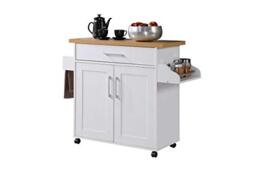 Hodedah Import Kitchen Island, Wood, Versatile and Stylish, Space Saving & Valuable Counter Space, H35.2 in. x W35.5-44.9 in. x D15.5 in. Dimension, White