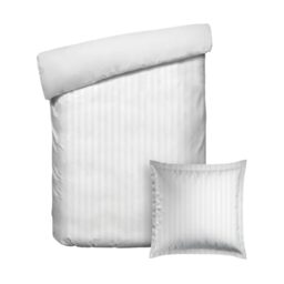 Pure Cotton 2-Piece Single Bedding Set - Duvet Cover 140 x 200 cm and Pillowcase 63 x 63 cm - 100% Cotton Sateen Woven Stripe Dobby, 80 Thread Count, 120 GSM Oeko-TEX - Dobby Certified - White