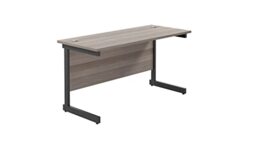 Office Hippo Heavy Duty Rectangular Cantilever Office Desk, Grey Oak Top/Black Frame, 120 x 60 cm