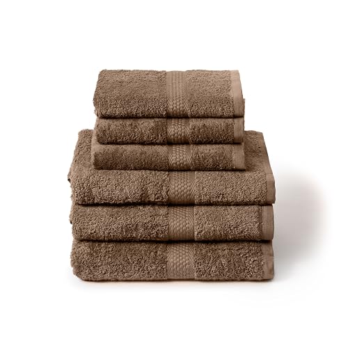 Caleffi Set of 6 Bath Towels with Guest – Consisting of 3 x Face Towel 55 x 100 cm + 3 x Bidet Towel 40 x 60 cm – 100% Soft and Ultra Absorbent Cotton – Shower, Face and Hospitality Bath Set