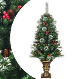 SPOTRAVEL Mini Christmas Tree, Tabletop Xmas Tree(Green+Red,56x56x120cm)