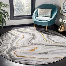 Safavieh Craft Collection Contemporary Rug for Living Room Dining Room Bedroom Short Pile Grey and Gold 4ft x 4ft