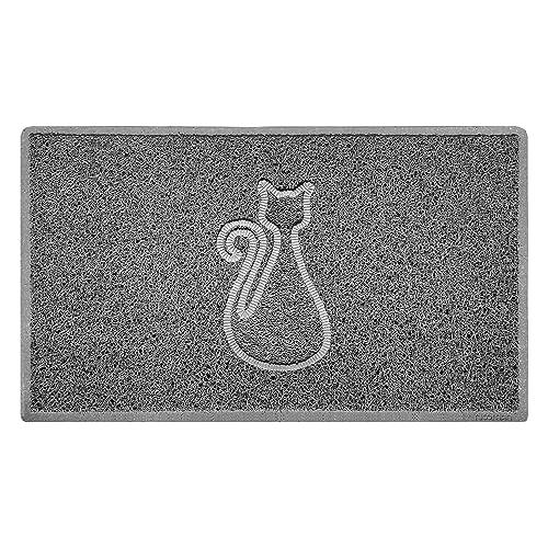 Nicoman CAT Embossed Shape Door Mat Dirt-Trapper Washable Barrier Doormat-(Use Indoor or Sheltered Outdoor)-(75x44cm/29.5x17.3inches,Medium) Grey