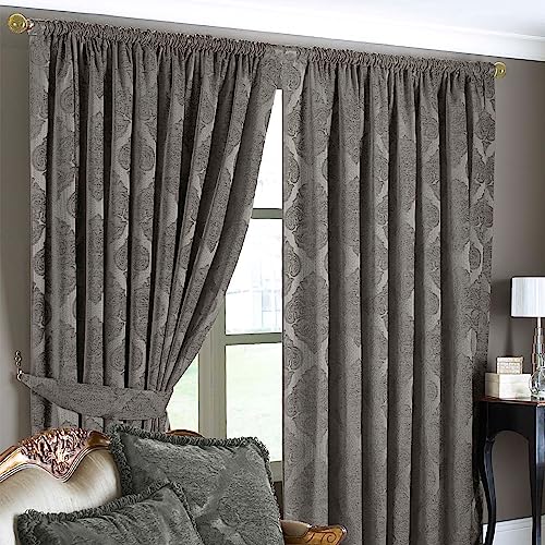 "Riva Paoletti ""Winchester"" Pencil Pleat Curtains, Mocha, 168 x 229 cm"