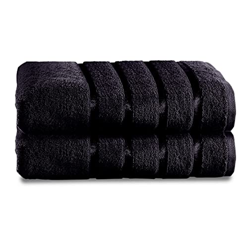 GC GAVENO CAVAILIA Fade Resistant Luxury Towels, Extra Absorbent 100% Ringspun Egyptian Cotton 500 GSM Bathroom Set, Black, 2PK Bath Sheet, 554882