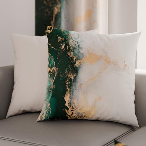 PETTI Artigiani Italiani - Pair of Pillow Cases 40 x 40 cm in Microfibre, Cushions for Bedroom Furniture, Sofa, Living Room, Set of 2 Cushion Covers, Emerald Marble Pillowcase, 100% Made in Italy