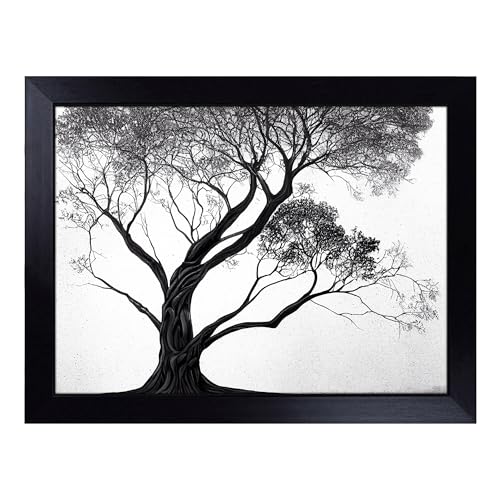 Lap Tray with Bean Bag Cushion, Beauteous Tree - Handmade in the UK, Raised Wooden Edge, Padded Cushion, Heat-Resistant Wipe-Clean Surface, for Meals, Laptops and Crafts