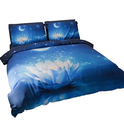 PETTI Artigiani Italiani - Single Duvet Cover Set 200 x 135 cm (1 Pillowcase 75 x 50 cm Included), Microfibre Duvet Cover Set with Starry Night Digital Print - Made in Italy