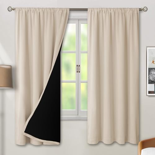 BGment Champagne Blackout Curtains for Bedroom, Full Room Darkening Thermal Insulated Soundproof Rod Pocket Window Curtains Drapes 72 Inch Length, 2 Panels???Each Panel 42 Inch Wide