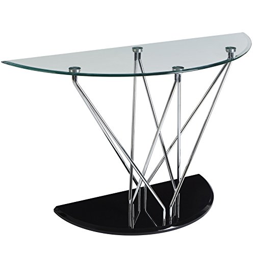 Premier Housewares Halo Half Moon Console Table, Glass - 75 x 122 x 46 cm, Black