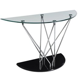 Premier Housewares Halo Half Moon Console Table, Glass - 75 x 122 x 46 cm, Black